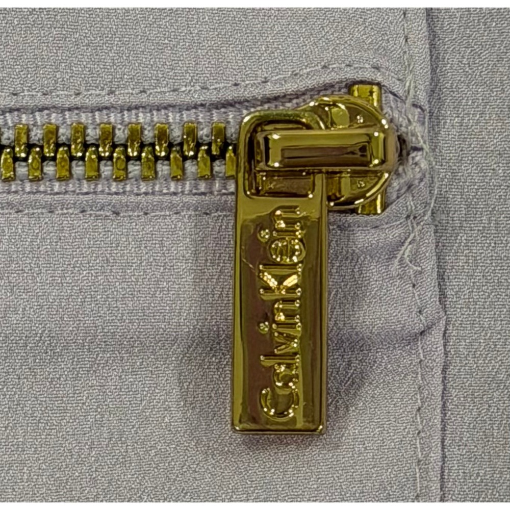 Calvin Klein XL Lavender Utility Blouse Gold Zip Pockets Roll Tab - Picture 4 of 9
